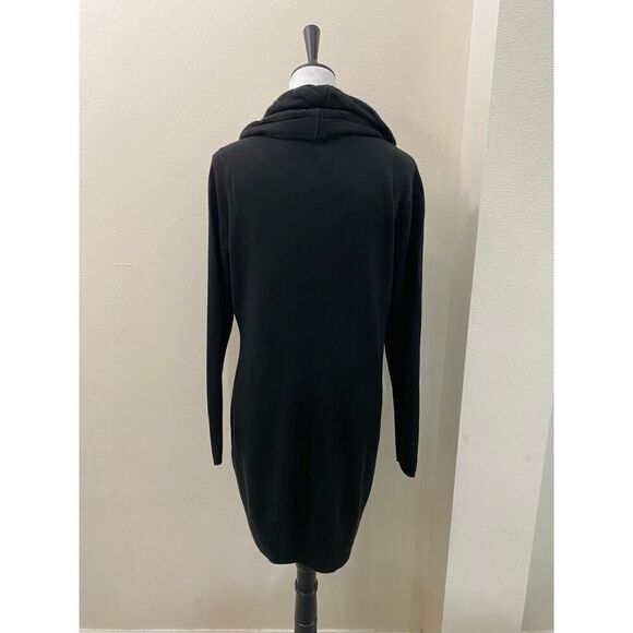 Soho Street NY&Co. Sweater Dress Black Cowl Neck With 2 Front Pockets Size M - Picture 3 of 9